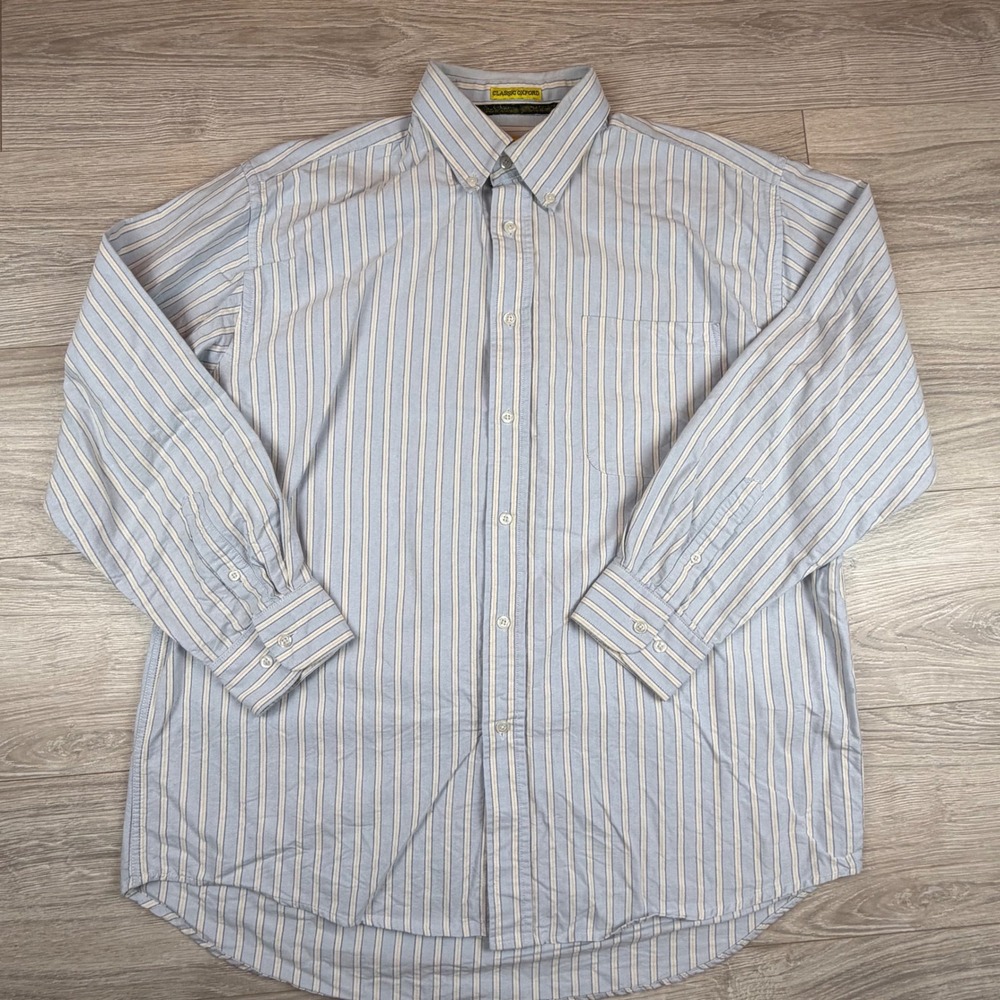 Vintage Duck Head Classic Oxford Striped Button Down Shirt Mens Large Blue White